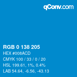 カラーコード: RGB 0 138 205 | qconv.com