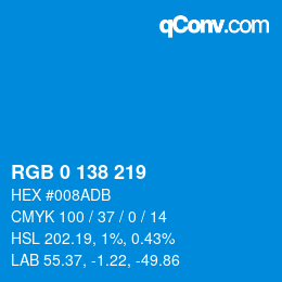 Color code: RGB 0 138 219 | qconv.com