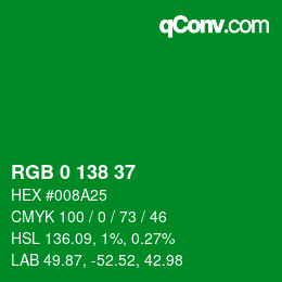 Color code: RGB 0 138 37 | qconv.com