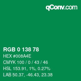 颜色代码: RGB 0 138 78 | qconv.com