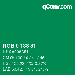 Color code: RGB 0 138 81 | qconv.com