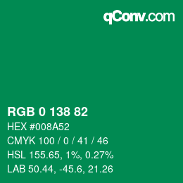 Color code: RGB 0 138 82 | qconv.com
