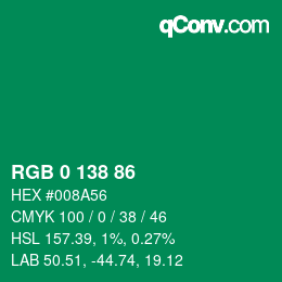 颜色代码: RGB 0 138 86 | qconv.com