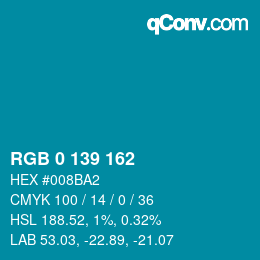 Color code: RGB 0 139 162 | qconv.com