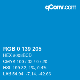 Color code: RGB 0 139 205 | qconv.com