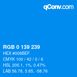 Color code: RGB 0 139 239 | qconv.com