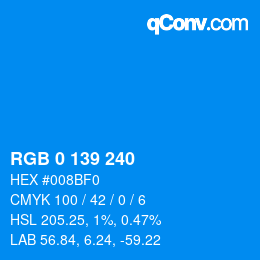 颜色代码: RGB 0 139 240 | qconv.com