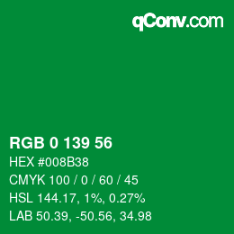 Color code: RGB 0 139 56 | qconv.com