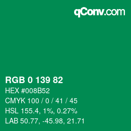カラーコード: RGB 0 139 82 | qconv.com