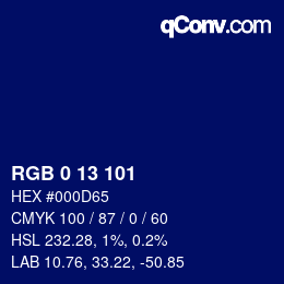 颜色代码: RGB 0 13 101 | qconv.com