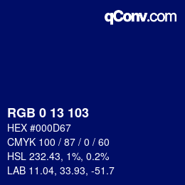 カラーコード: RGB 0 13 103 | qconv.com