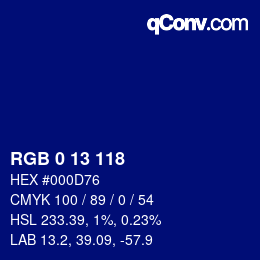 颜色代码: RGB 0 13 118 | qconv.com