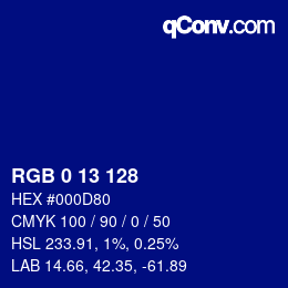 颜色代码: RGB 0 13 128 | qconv.com