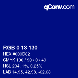 Color code: RGB 0 13 130 | qconv.com