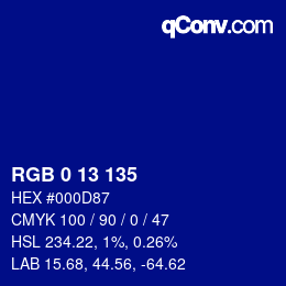 Color code: RGB 0 13 135 | qconv.com