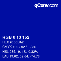 Color code: RGB 0 13 162 | qconv.com