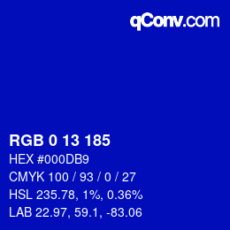 Color code: RGB 0 13 185 | qconv.com