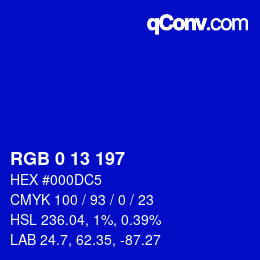 Color code: RGB 0 13 197 | qconv.com