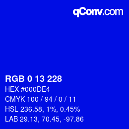 Color code: RGB 0 13 228 | qconv.com