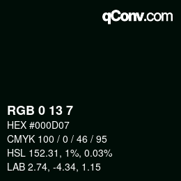 Color code: RGB 0 13 7 | qconv.com