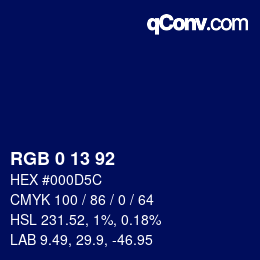 カラーコード: RGB 0 13 92 | qconv.com