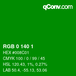 Color code: RGB 0 140 1 | qconv.com