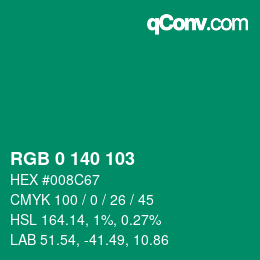 Color code: RGB 0 140 103 | qconv.com