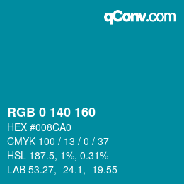 Color code: RGB 0 140 160 | qconv.com