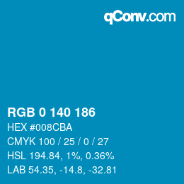 カラーコード: RGB 0 140 186 | qconv.com