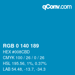 カラーコード: RGB 0 140 189 | qconv.com