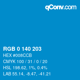 カラーコード: RGB 0 140 203 | qconv.com