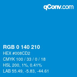 颜色代码: RGB 0 140 210 | qconv.com