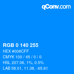 Color code: RGB 0 140 255 | qconv.com