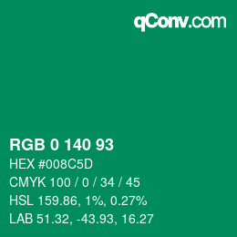 颜色代码: RGB 0 140 93 | qconv.com