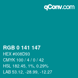 Color code: RGB 0 141 147 | qconv.com