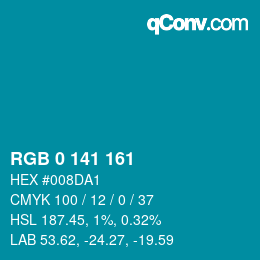 Color code: RGB 0 141 161 | qconv.com