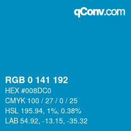 カラーコード: RGB 0 141 192 | qconv.com