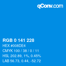 Color code: RGB 0 141 228 | qconv.com