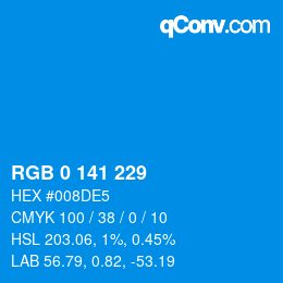 Color code: RGB 0 141 229 | qconv.com