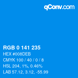 Color code: RGB 0 141 235 | qconv.com