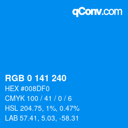 Color code: RGB 0 141 240 | qconv.com