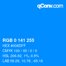 颜色代码: RGB 0 141 255 | qconv.com