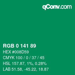 Color code: RGB 0 141 89 | qconv.com