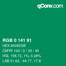 Color code: RGB 0 141 91 | qconv.com