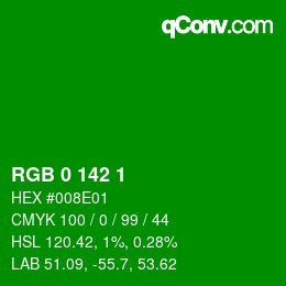 Color code: RGB 0 142 1 | qconv.com