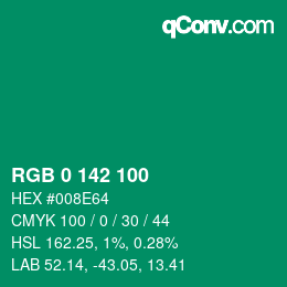 Color code: RGB 0 142 100 | qconv.com