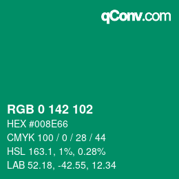 Color code: RGB 0 142 102 | qconv.com