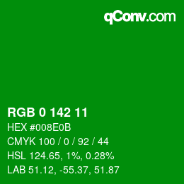 Color code: RGB 0 142 11 | qconv.com