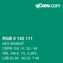 Color code: RGB 0 142 111 | qconv.com