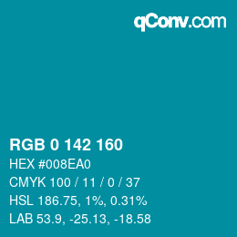 カラーコード: RGB 0 142 160 | qconv.com